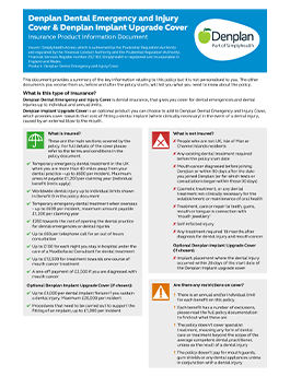 Denplan Dental Emergency And Injury Cover Denplan Implant Upgrade Cover IPID
